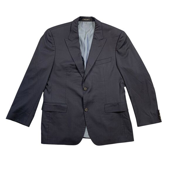 Hugo Boss Blazer Mens 40S Short Navy Wool Peak Lapel 2 Button Single Breasted - Picture 1 of 16